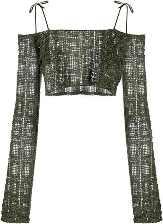 GCDS Monogram Macram&eacute; Casual Sweater Multicolor - Dames - Longsleeves - Groen - XS - Tops