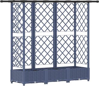 vidaXL Cama Elevada Con Trellis Y Techo Gris 164 X 40 X 121 Cm Pp Vidaxl