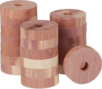 Relaxdays Relaxdays Set De 20 Anillos Antipolillas Armario, Ropa, Duradero, Anti Polillas Natural, Madera De Cedro, 4 Cm, Marr&oacute;n