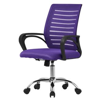 ML Design Silla de oficina ergonómica morada con resposabrazos