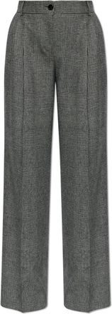 Dolce & Gabbana Prince of Wales Check Flared Broeken - Dames - Wijde Broeken - Grijs - L - Wol - Broeken