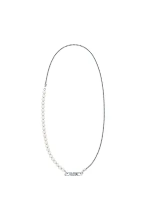 Diesel Sterling silver and pearl chain necklace - Necklaces - Unisex - Silver