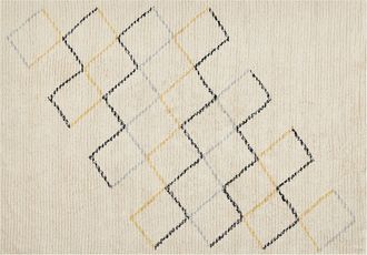 Beliani Alfombra De Algod&oacute;n Beige Claro Negro Amarillo 160 X 230 Cm A Mano Geom&eacute;trico Tezpur