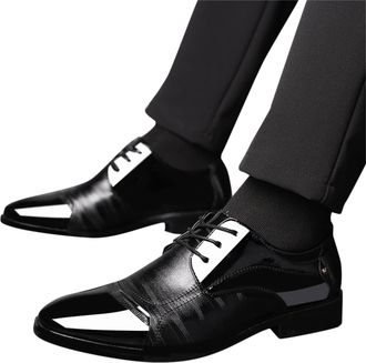 Generic Dress Shoes for Men Comfortable Wide, Leather Shoe Lace Up Oxfords Formal Shoes Pointed Toe Derbys Shoe Trendy and Versatile Dress Loafers British Bus