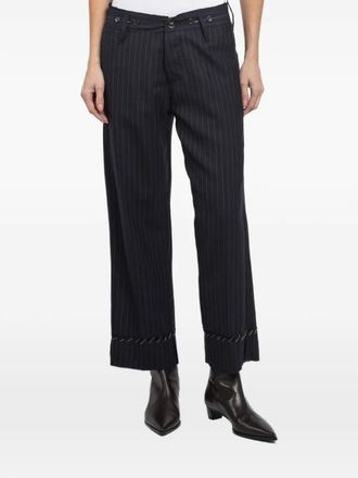 Maurizio Massimino hem-detail pinstriped trousers - Blu