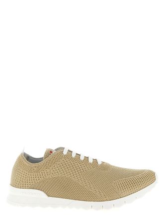 Kiton Beige Cotton Athletic Mens Sneakers