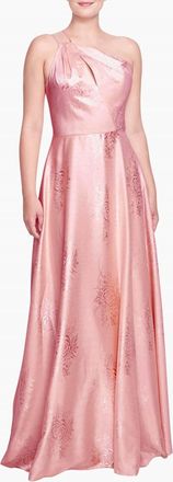 Marchesa Barletta One Shoulder Maxi Gown In Rose