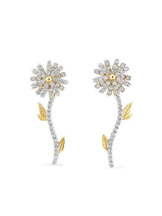 Anabela Chan 14K rose gold and 18K yellow gold vermeil Mini Daisy diamond earrings - women - 18K Gold & Rhodium Vermeil/White Diamond - One Size