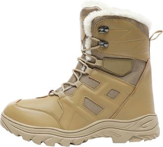 Generic Men Plus Size Wate Resistant Snow Boots Winter Outdoor Fleece Lined Thickened NonSlip Warm Hiking Boots (Khaki,7.5)