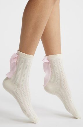 High Heel Jungle Mel Bow Crew Socks in Ivory at Nordstrom