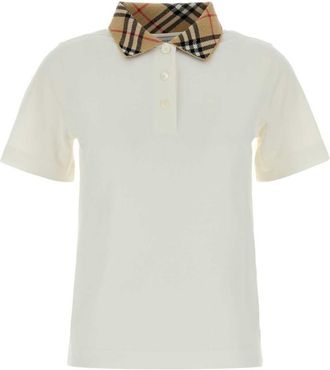 Burberry White Shirt Collar Checks Polo
