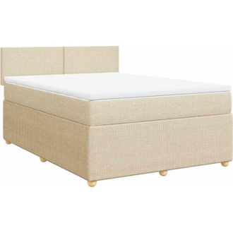 vidaXL Cama Box Spring Con Colch&oacute;n Tela Color Crema 140x190 Cm Vidaxl