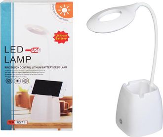 Trade Shop Trade Shop Traesio - Trade Shop - Lampada Por Tavolo Scrivania Con Portapenne 16 Led Collo Flessibile Y Girevole