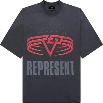 Represent Grafische Print Ronde Hals T-shirt - Heren - T-shirts - Grijs - M - Katoen - Tops