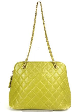 Chanel Light Green Quilting Shoulder Bag Tote Bag (Pre-Owned)