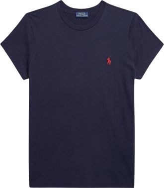 Polo Ralph Lauren Crew Neck Jersey T-Shirt - Dames - T-shirts - Blauw - S - Katoen - Tops