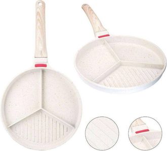 Trade Shop Trade Shop - Padella Antiaderente A Triplo Scomparto Manico In Brachelite Per Cucinare Casa