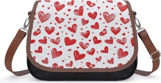 Generic Heart Print Crossbody Bags for Women Shoulder Messenger Bag Purse Handbags