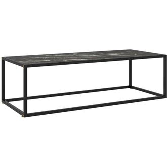 vidaXL Coffee Table Black with Black Marble Glass 120x50x35 cm vidaXL