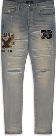 Amiri Antique Indigo Varsity Eagle Logo Jeans