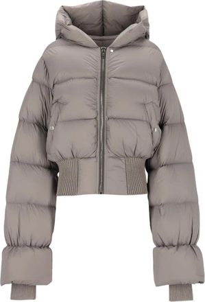 Rick Owens Gecrinte Jas met Capuchon - Dames - Winterjassen - Grijs - M - Katoen - Jassen