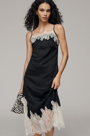 Bl^nk London Lace-Trim Midi Slip Dress