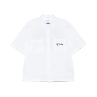 Off-white Overhemden, Heren, Wit, S, Witte Knoopshirt Korte Mouwen