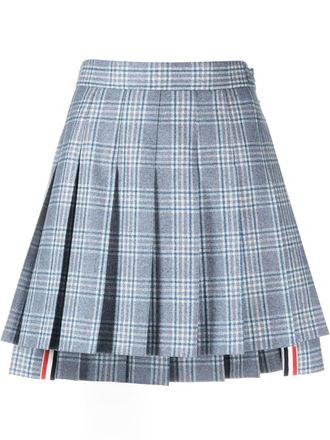 Thom Browne Minigonna plissettata a quadri - Blu