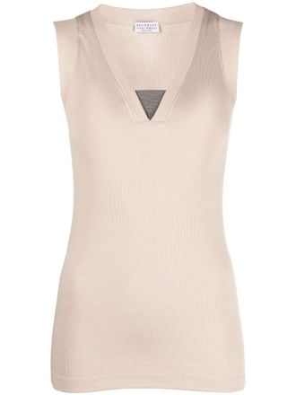 Brunello Cucinelli Geribbelde tanktop - Beige