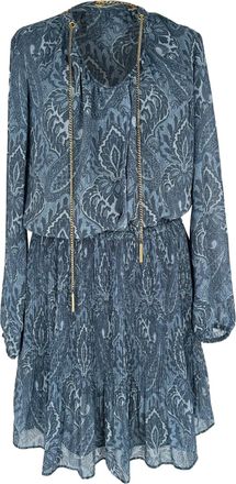 Michael Kors Michael Michael Kors Devonshire Paisley-Print Mini Dress in Blue Polyester