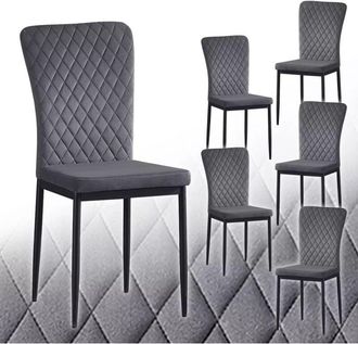 Ainpecca Ainpecca - Set of 4 Faux Leather Dining Chairs High Back Kitchen Counter chairs home & restaurants & Lounge Leisure & Living Room & Office(Gray
