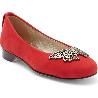Robert Zur Butterfly Suede Flat in Red Suede at Nordstrom Rack, Size 10.5