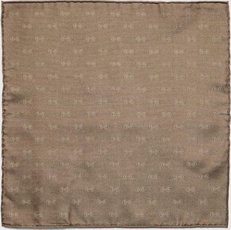 Gucci Horsebit Silk Jacquard Pocket Square, Brown, Silk