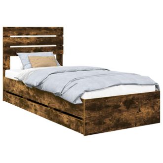 vidaXL Estructura De Cama Roble Ahumado 100 X 200 Cm Madera Ingenieril Vidaxl