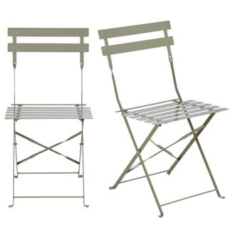 Maisons du monde Set de 2 sillas de exterior plegables de acero verde caqui