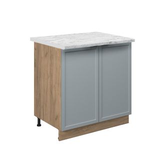 Vicco Armario Bajo Para Fregadero Fame-line, Azul Claro-gris, 80 Cm Con Estante, Et M&aacute;rmol Vicco