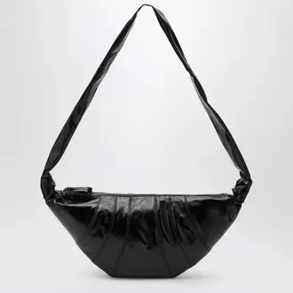 Christophe Lemaire Croissant bag media nera in cotone rivestito