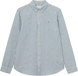 Les Deux Kristian Linen Button-Up Shirt in Washed Denim Blue/Ivory at Nordstrom Rack, Size Xx-Large