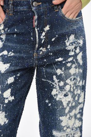 Dsquared2 Jeans Effetto Acid Wash BOSTON con Strass 19cm Dsquared2