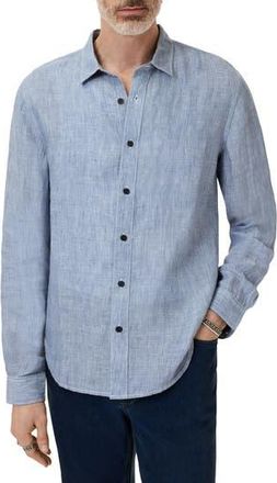 John Varvatos Ben Linen Button-Up Shirt in Fountain Heather at Nordstrom Rack, Size Xx-Large