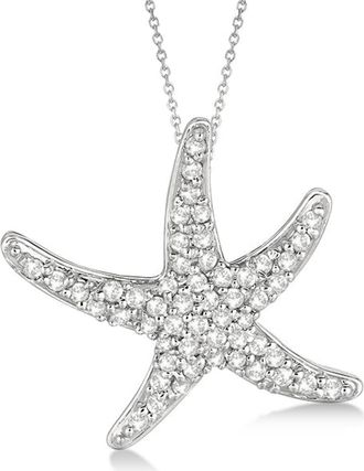 Allurez Natural Diamond Starfish Pendant Necklace 14k in White Gold at Nordstrom, Size 18