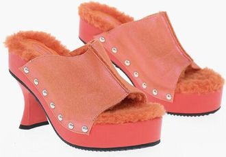 Diesel Metallic-Effect Mules D-WOODSTOCK with Studs and Faux Fur Li size 39