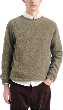 Norse Projects Birnir Geborsteld Lamswol Trui - Heren - Ronde hals truien - Beige - M - Wol - Truien & Vesten