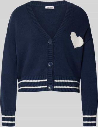 More & More More & More Regular Fit Cardigan mit Motiv-Stitching in Marine, Gr&ouml;&szlig;e 34