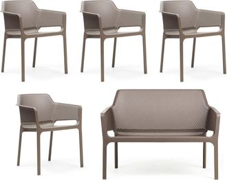 Nardi Net Bank + 4x Net Armlehnstuhl, tortora