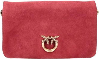 Pinko Red Click Soft Horizontal Mini Suede Handbag