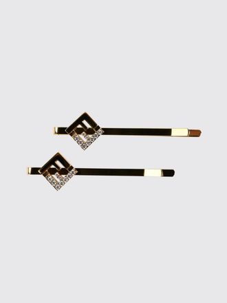 Fendi Fermacapelli con monogram FF in ottone dorato e strass