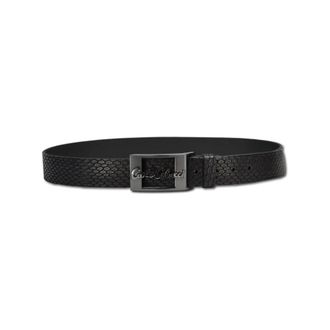 Carlo Colucci Leren Riem met Reptielreli&euml;f - Heren - Riemen - Zwart - 115 CM - Leer - Accessoires