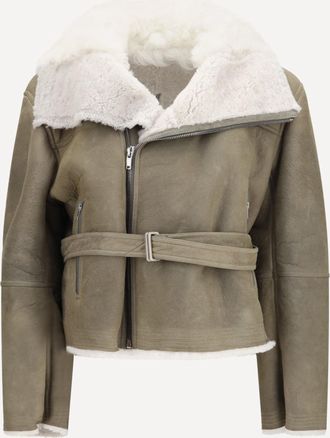 Rick Owens Cropped suede and shearling Flight Jacket Female UNI