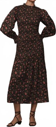 Rhode Resort Womens Eliza Smocked Midi Dress In Ink Morlaix Fleur